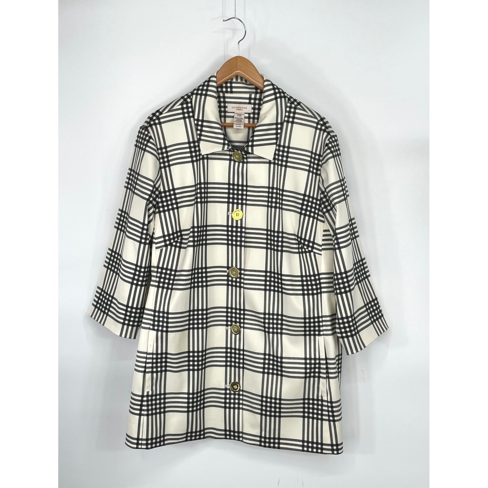Covington Woman Jacket 20-22W Button Up White Black Plaid Polished Professonal